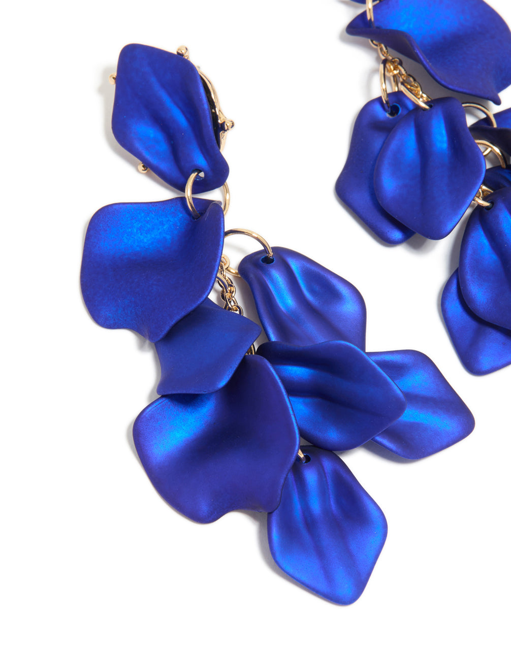 Blue Coated Petal Drop Earrings
