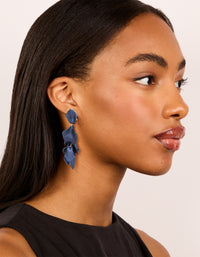 Navy Blue Coated Metal Flower Petal Drop Earrings - link has visual effect only