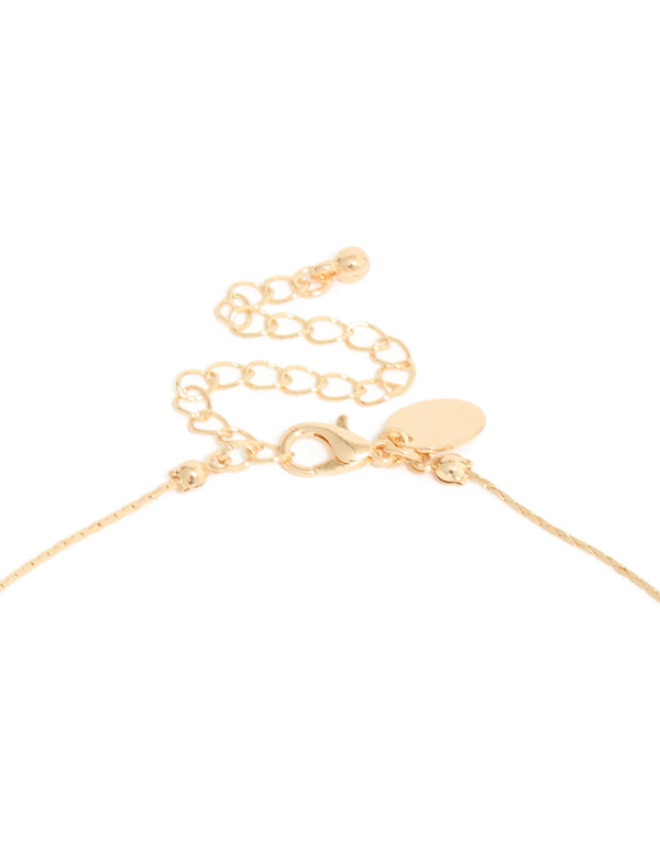 Gold Long Blue Beaded Necklace