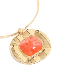 Gold Orange Pendant Choker Torque Necklace - link has visual effect only