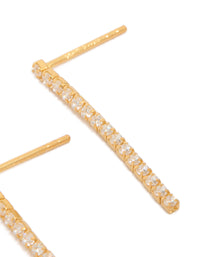 Gold Plated Sterling Silver Cubic Zirconia Drop Earrings - link has visual effect only