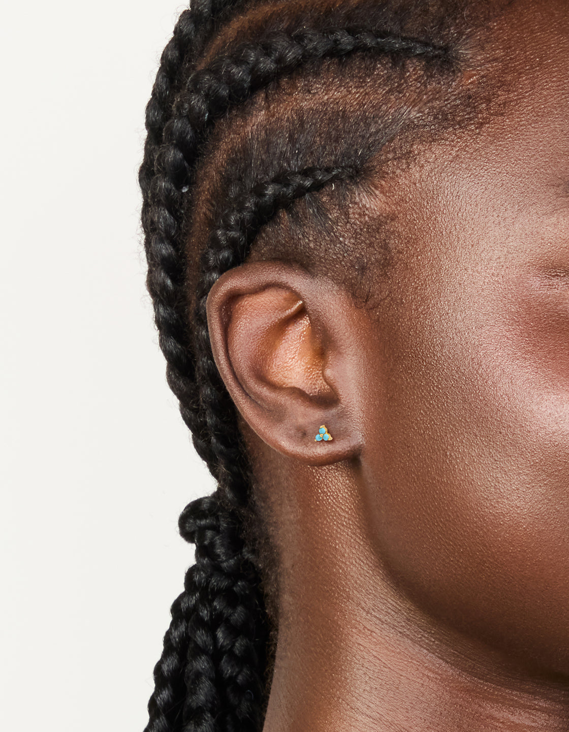 Gold Plated Sterling Silver Blue Flower Stud Earrings