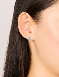 Gold Plated Sterling Silver Blue Cubic Zirconia Marquise Earrings - link has visual effect only