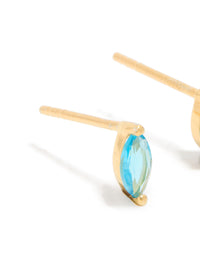 Gold Plated Sterling Silver Blue Cubic Zirconia Marquise Earrings - link has visual effect only
