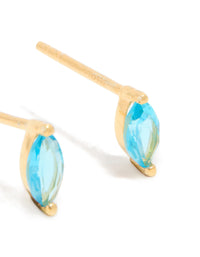 Gold Plated Sterling Silver Blue Cubic Zirconia Marquise Earrings - link has visual effect only
