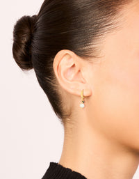 Gold Plated Sterling Silver & Pearl Drop Huggie Earrings - link has visual effect only