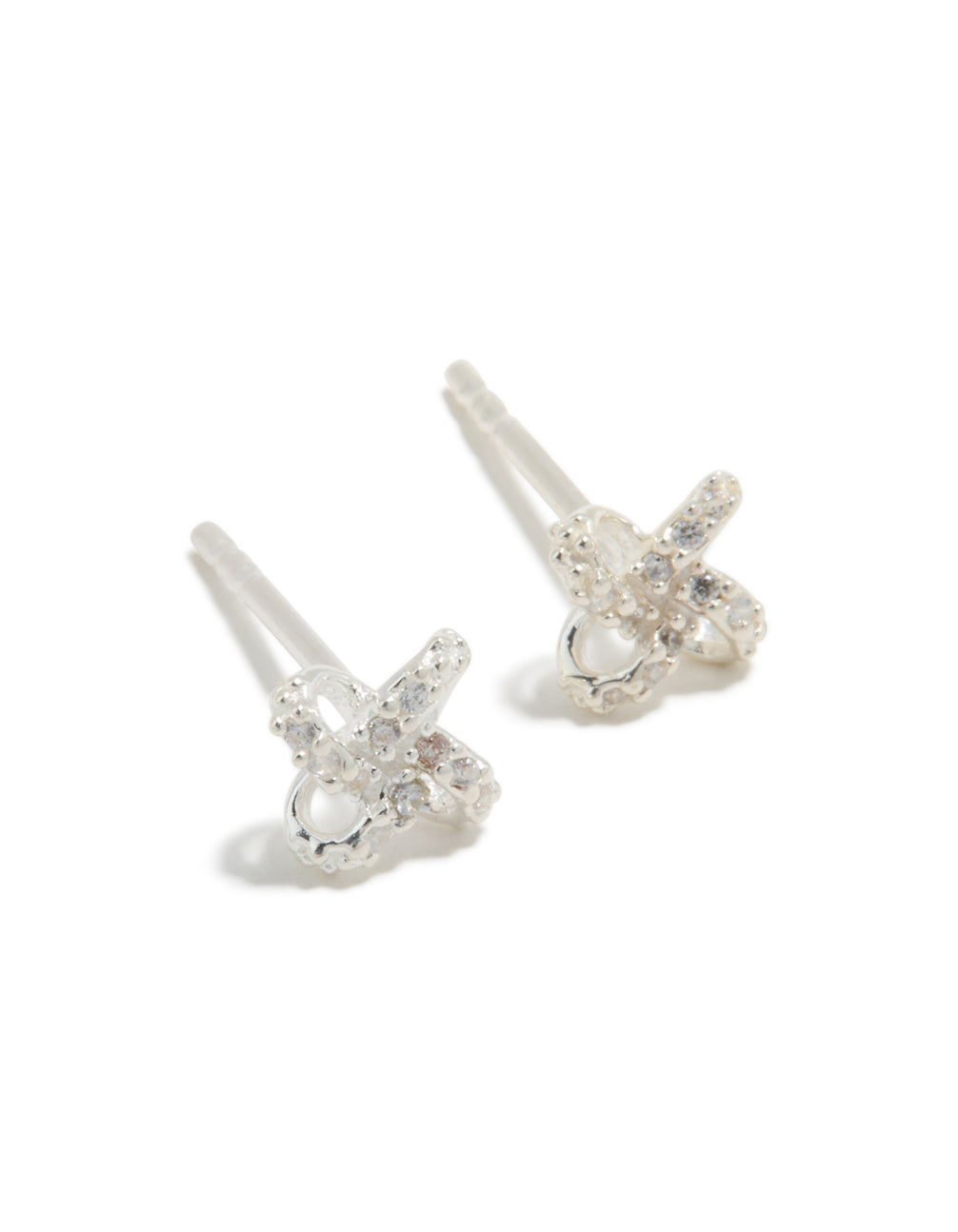 Sterling Silver Cubic Zirconia Knot Stud Earrings