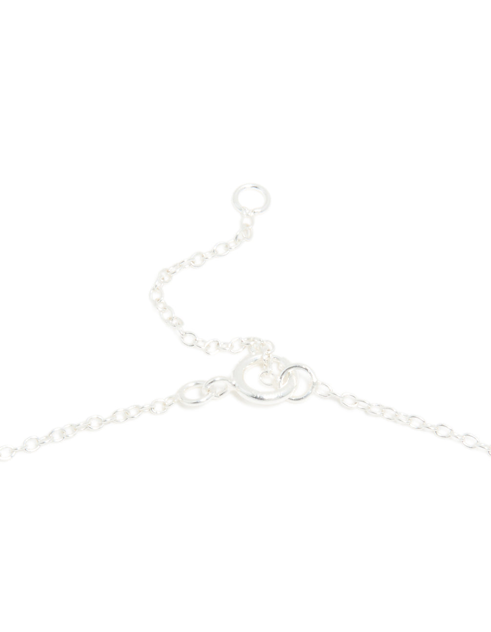 Highlighting the sterling silver pink enamel heart pendant necklace clasp detail view