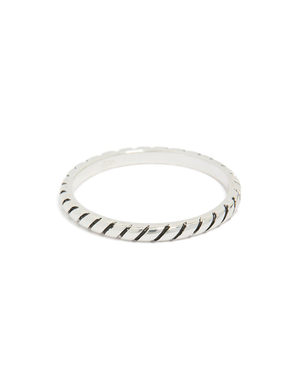 Sterling Silver Textured Black Enamel Ring