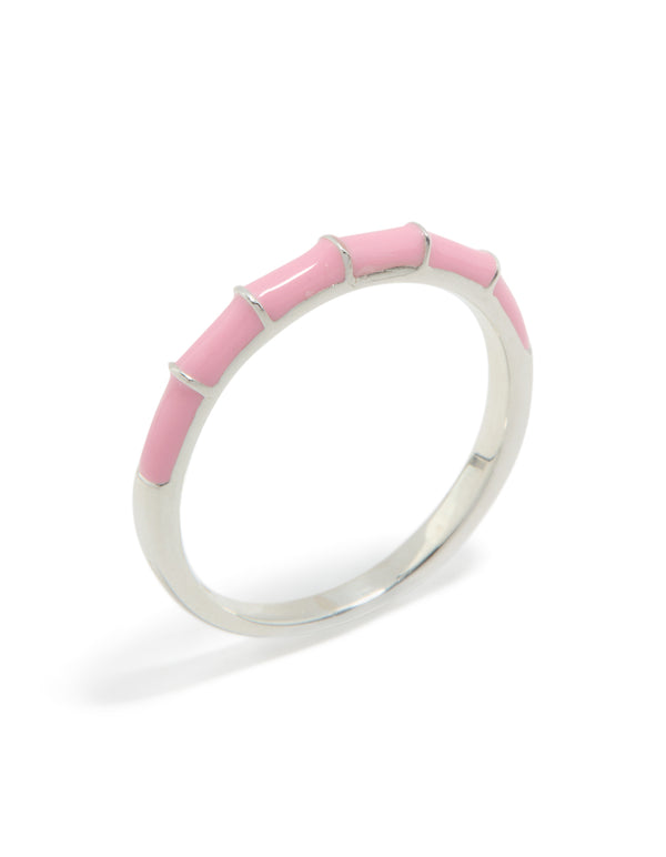 Sterling Silver Pink Enamel Ring