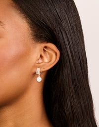 Rose Gold Plated Cubic Zirconia Illusion Pearl Drop Earrings - link has visual effect only