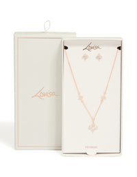 Rose Gold Plated Cubic Zirconia Cross Earrings & Necklace Set - link has visual effect only