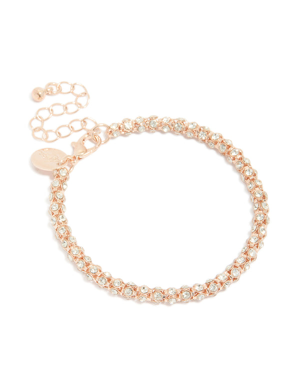 Rose Gold Plated Diamante Fireball Bracelet