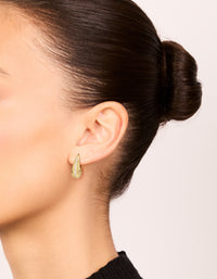 Gold Plated Brass Cubic Zirconia Teardrop Huggie Earrings - link has visual effect only