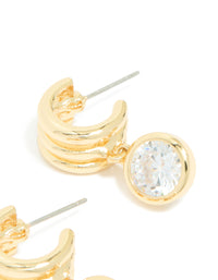 Gold Plated Cubic Zirconia Bezel Line Huggie Earrings - link has visual effect only