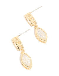 Gold Plated Cubic Zirconia Double Oval Bezel Drop Earrings - link has visual effect only