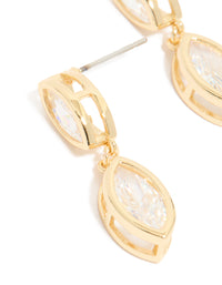 Gold Plated Cubic Zirconia Double Oval Bezel Drop Earrings - link has visual effect only