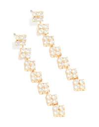 Elegant gold plated cubic zirconia drop earrings front view - link has visual effect only