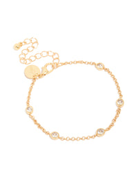Gold Plated Cubic Zirconia Bezel Set Bracelet - link has visual effect only