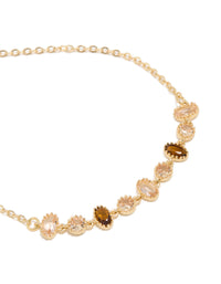 Gold Plated Cubic Zirconia Oval & Round Stone Bracelet - link has visual effect only