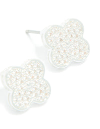 Silver Plated Cubic Zirconia Flower Detail Small Stud Earrings - link has visual effect only