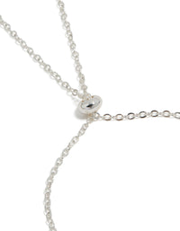 Detailed view of silver plated cubic zirconia pearl centre pendant necklace clasp detail view - link has visual effect only