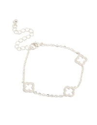 Silver Plated Cubic Zirconia Outline Flower Bracelet - link has visual effect only