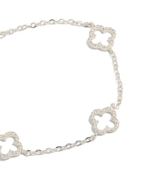 Silver Plated Cubic Zirconia Outline Flower Bracelet - link has visual effect only