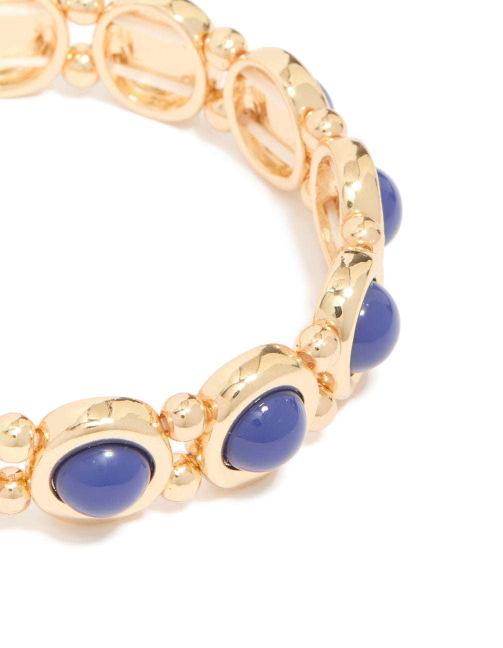 Gold Blue Organic Shape Stretch Bracelet