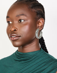 Antique Silver Textured Hoop Earrings - link has visual effect only
