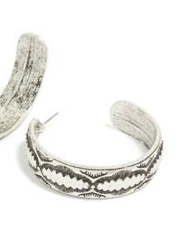 Antique Silver Textured Hoop Earrings - link has visual effect only