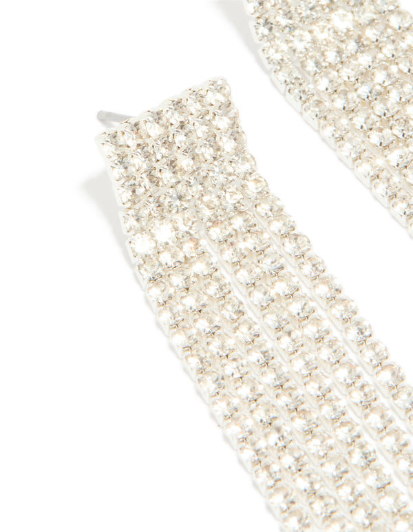 Silver Diamante Waterfall Drop Earrings