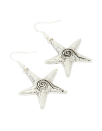 Antique Silver Swirl Starfish Hook Earrings - link has visual effect only