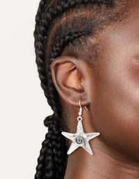 Antique Silver Swirl Starfish Hook Earrings - link has visual effect only