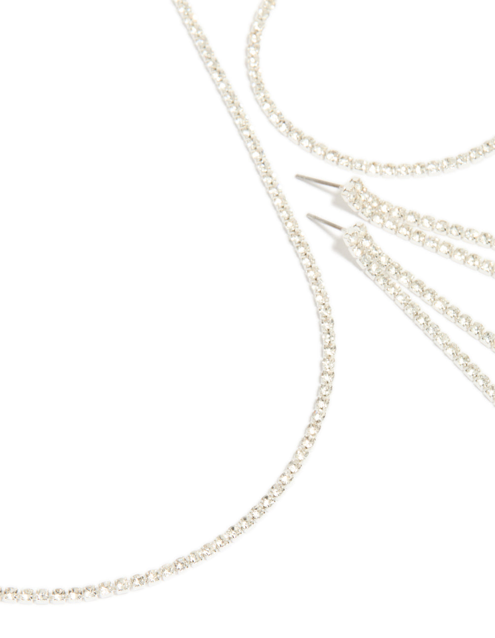Silver Diamante Tennis Bracelet, Earrings & Necklace Pack