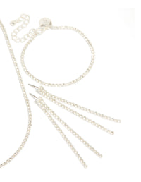 Silver Diamante Tennis Bracelet, Earrings & Necklace Pack - link has visual effect only