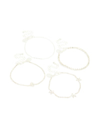 Silver Diamante Flower & Chain Bracelets 4-Pack - link has visual effect only