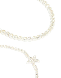 Silver Diamante Flower & Chain Bracelets 4-Pack - link has visual effect only