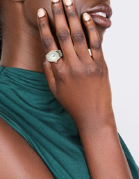 Silver Diamante Face Watch Ring - link has visual effect only