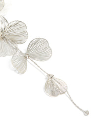 Silver Long Floral Drop Earrings - link has visual effect only