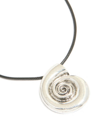 Antique Silver Swirl Shell Pendant Cord Necklace - link has visual effect only