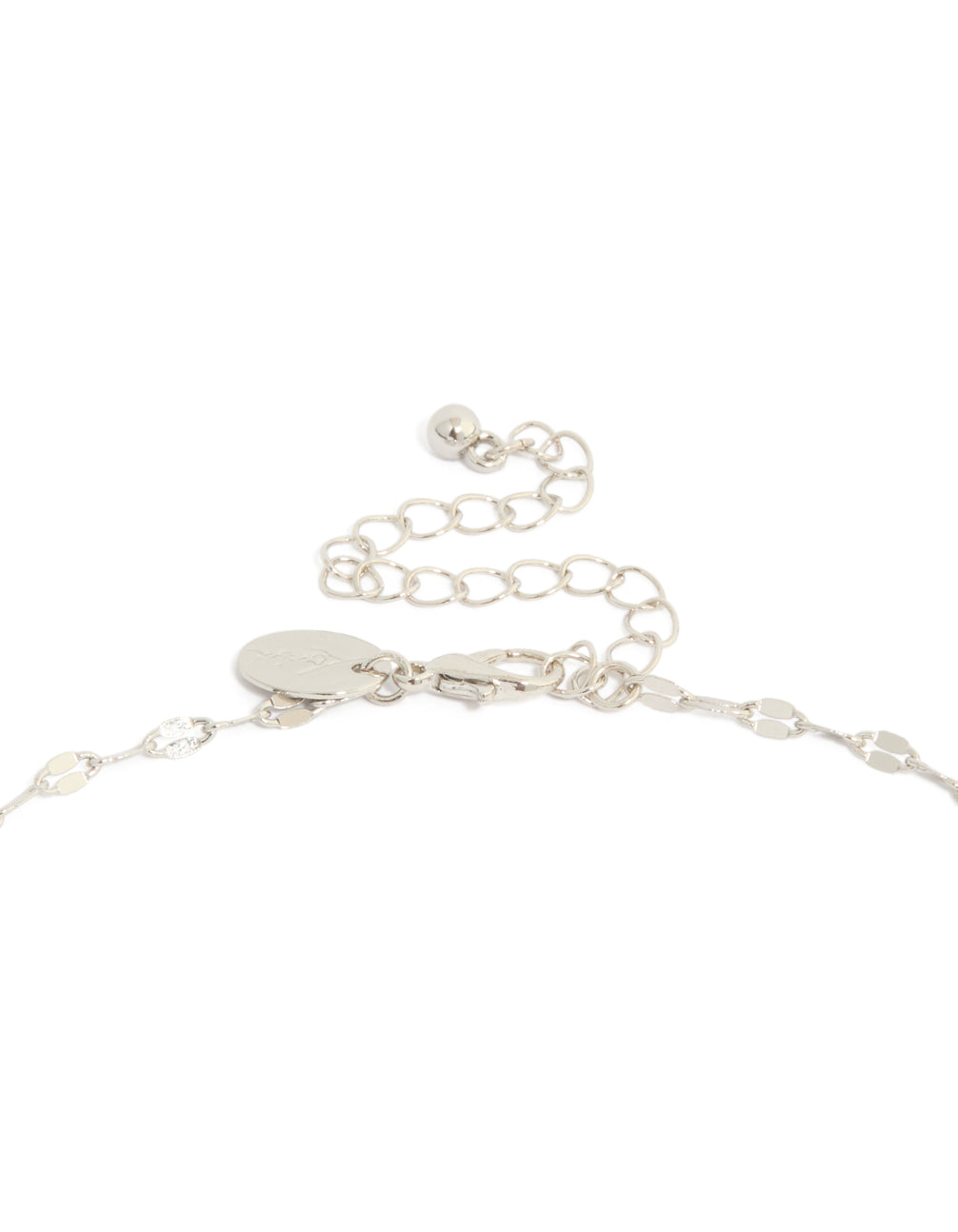 Shop this diamante bag necklace crafted with tassel detail in silver clasp detail view