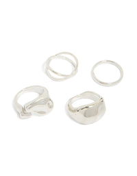 Silver Clean & Molten Rings 4-Pack - link has visual effect only