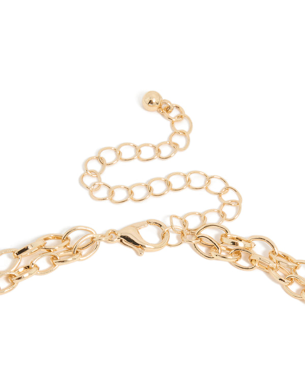 Gold Ocean Charm Layered  Necklace