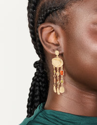 Gold Molten Blue & Green Diamante Drop Earrings - link has visual effect only
