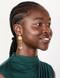 Gold Molten Blue & Green Diamante Drop Earrings - link has visual effect only