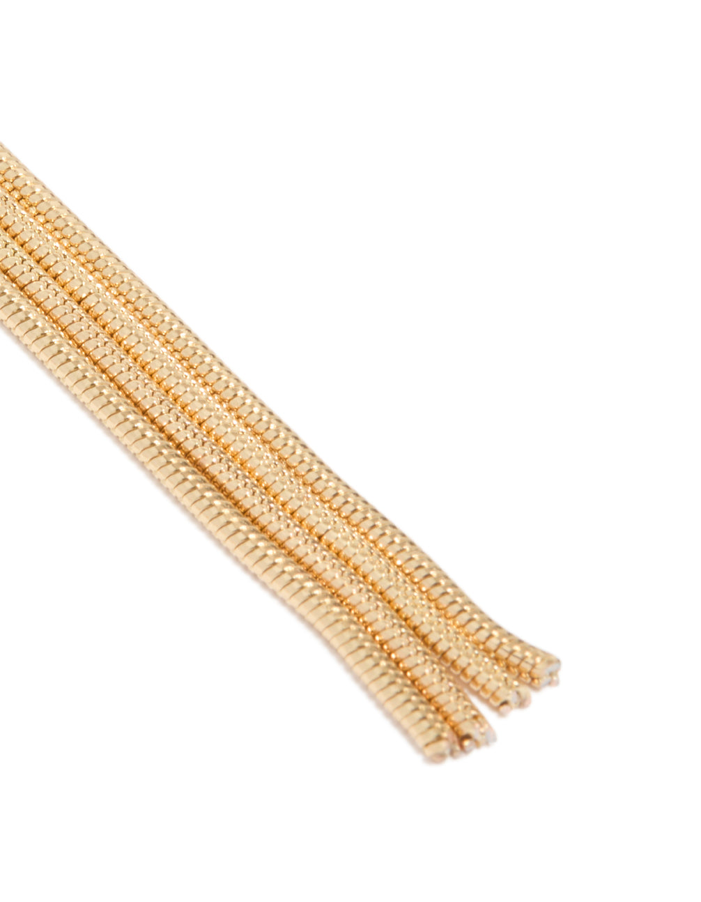Highlighting the delicate chain tassel detail in gold finish detail view