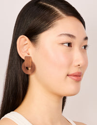 Wooden Textured Circle Drop Earrings - link has visual effect only