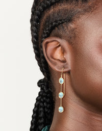 Gold Plated Aqua Cubic Zirconia Thread Through Earrings - link has visual effect only
