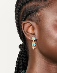 Gold Plated & Blue Cubic Zirconia Stud Drop Earrings - link has visual effect only